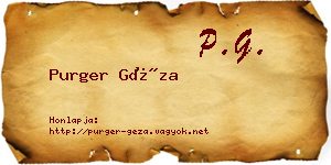 Purger Géza névjegykártya